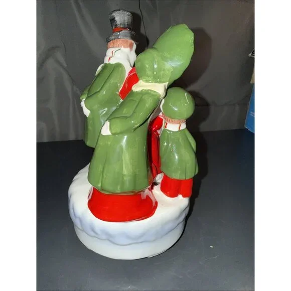 Christmas Carolers Music Box Vintage Ceramic Silent Night Rotates Works 8”Lx5”W - Picture 8 of 16